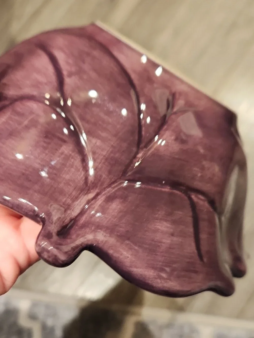 Home Leaf-Shaped Decorative Bowl in Deep Plum